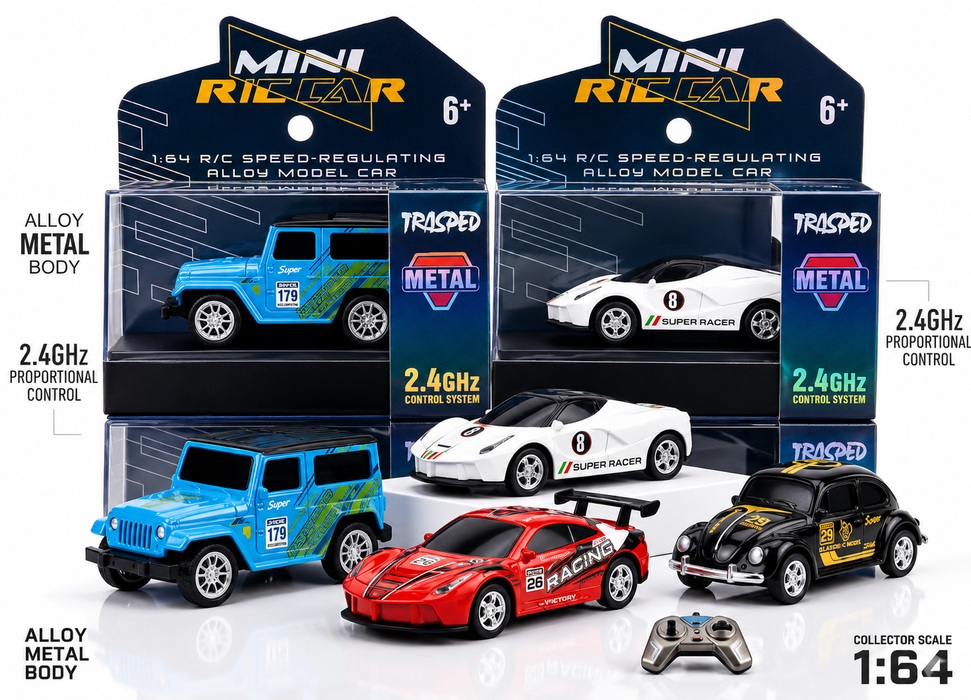 Mini Racer 1:64 Scale Die-Cast Alloy RC Model Car Series — 2.4GHz Proportional Control Speed-Regulating Micro Cars