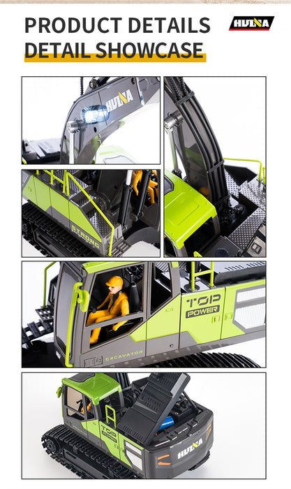 HUINA 1661 1:18 13CH 2.4G PROFESSIONAL RC UPGRADED ALLOY EXCAVATOR ENGINEERING VEHICLE