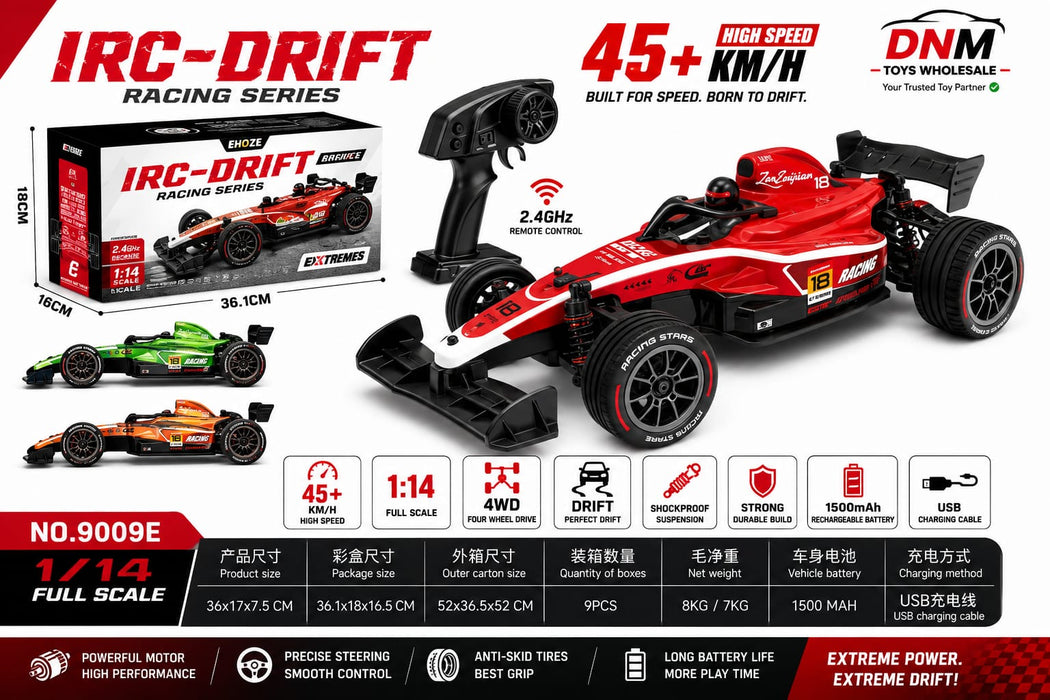 1:14 Scale RC Drift Racing Car 45+ KM/H High Speed 4WD Remote Control Car with 2.4GHz Controller