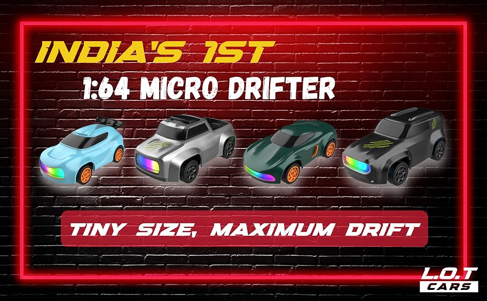 L.O.T DASH 1:64 MICRO DESKTOP DRIFTER CAR (SILVER) WITH INTERCHANGEABLE WHEEL SLEEVES