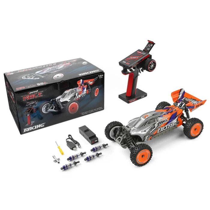 WLTOYS 124010 1:12 Scale Remote Control Car, 4WD 55KM/H High Speed RC Racing Car, 2.4Ghz OFF ROAD RC BUGGY ORANGE