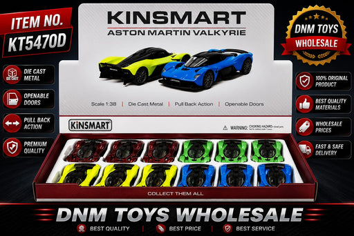 Kinsmart Aston Martin Valkyrie Die-Cast Model Car Display Set (12 PCS Assorted Colors) Ð 1:38 Scale Pull Back Collection