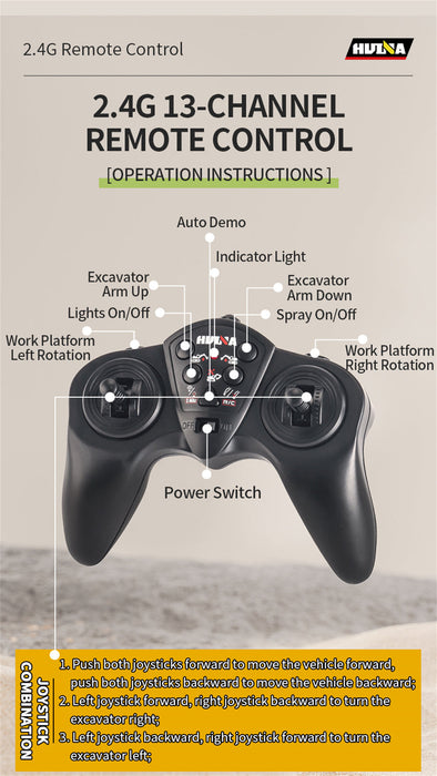 HUINA 1661 1:18 13CH 2.4G PROFESSIONAL RC UPGRADED ALLOY EXCAVATOR ENGINEERING VEHICLE