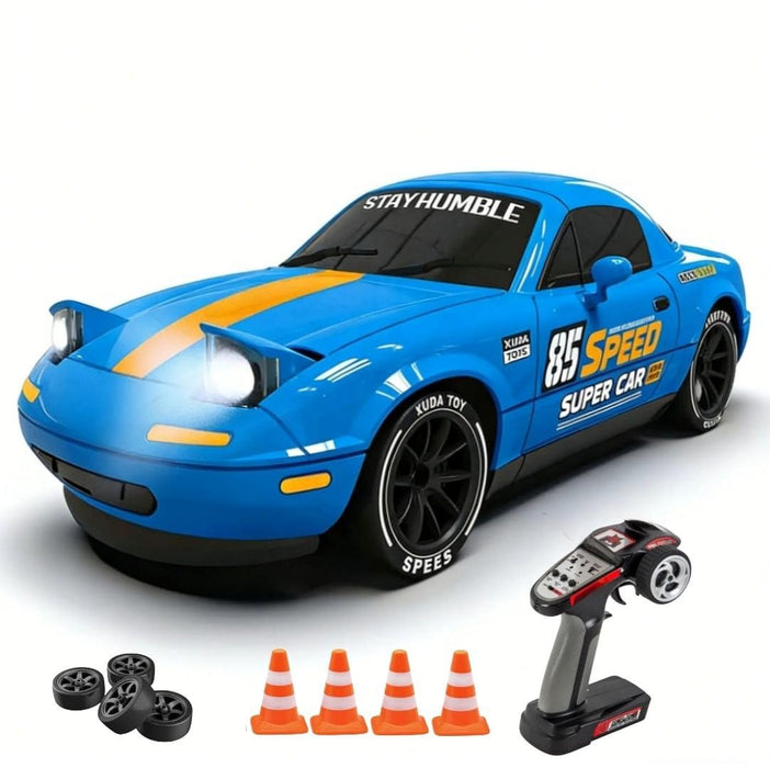 4WD High-Speed Remote Control Drift Car - 2.4GHz RC Racing Toy Car with Pop-Up Lights (Ages 6+)