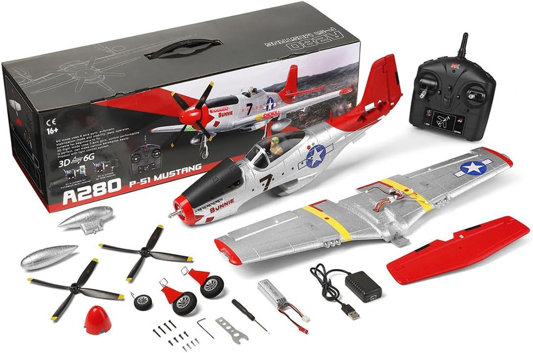 Helixsun XK A280 P-51 RC AIRPLANE, 3D/6G 2.4G 560Mm WINGSPAN