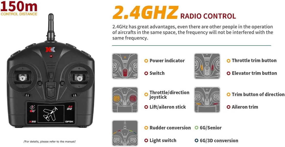 Helixsun XK A280 P-51 RC AIRPLANE, 3D/6G 2.4G 560Mm WINGSPAN