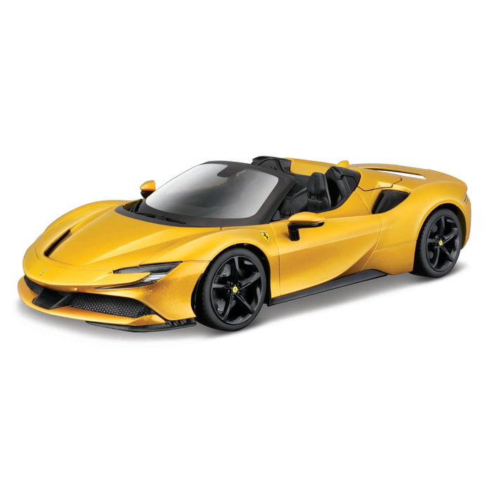 Bburago Ferrari SF90 Spider 1:18 Scale Yellow Diecast Model Car – Race & Play Collectible