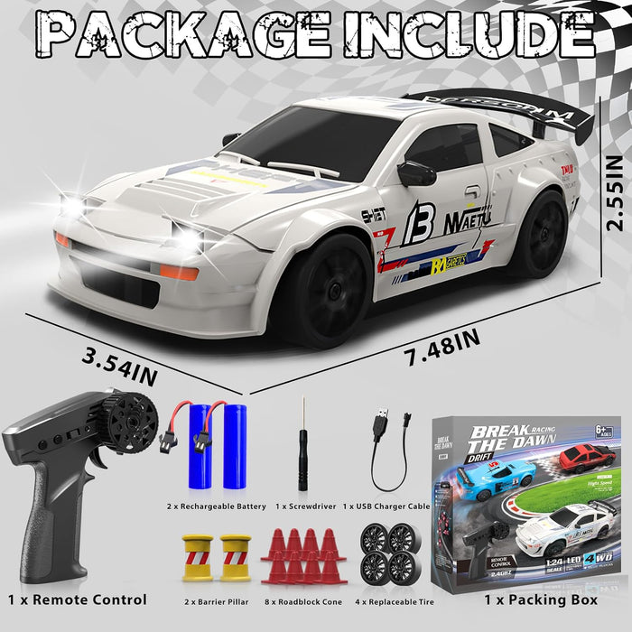 Break The Dawn 1:24 Scale 4WD High-Speed RC Drift Car — Multi-Player Racing Series with LED Lights