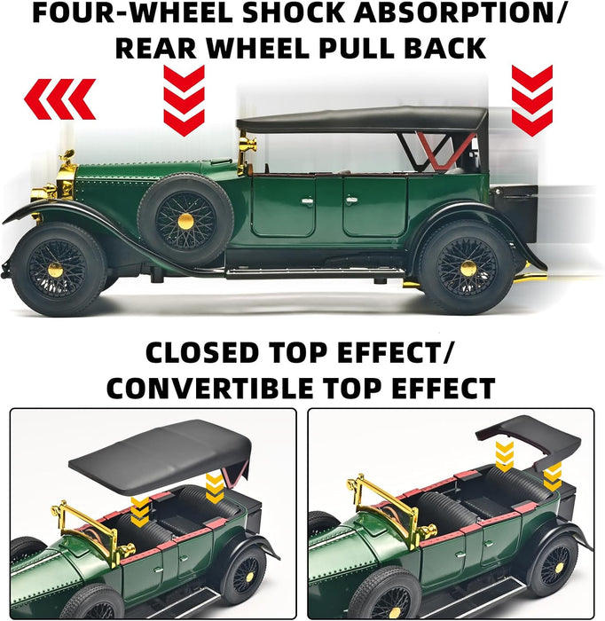 Rolls-Royce Phantom I 1:24 Scale Vintage Classic Car Model – Green & Gold Luxury Collectible