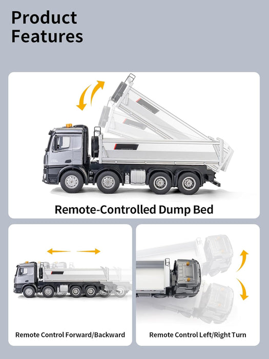 HUINA 1536PRO 1:14 PROFESSIONAL RC ALLOY DUMP TRUCK WITH 13 FUNCTIONS