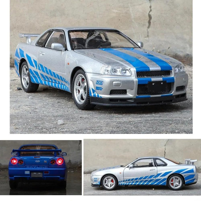1/32 Nissan Skyline GT-R R34  Die-Cast Model Car Silver