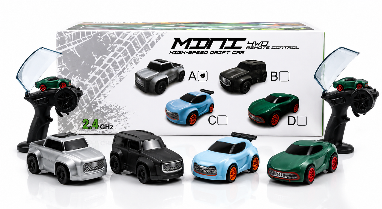 Mini 4WD High-Speed RC Drift Car — Pocket-Sized Desktop Racing Series with Integrated Storage Remote