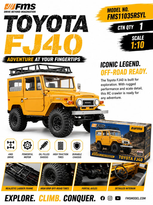FMS Toyota FJ40 1:10 Scale 4WD RC Crawler – Officially Licensed Toyota