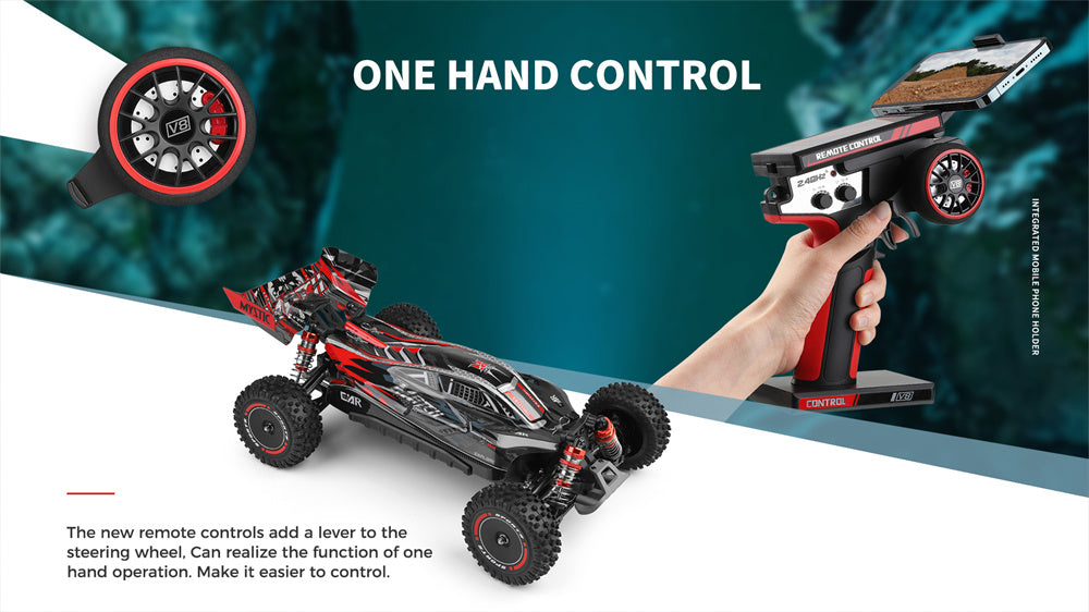 WLTOYS 124010 1:12 Scale Remote Control Car, 4WD 55KM/H High Speed RC Racing Car, 2.4Ghz OFF ROAD RC BUGGY ORANGE