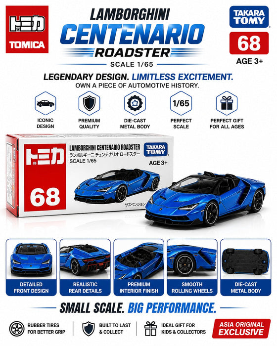 Tomica 68 Lamborghini Centenario Roadster Diecast Premium Toy Car 1:65 Scale