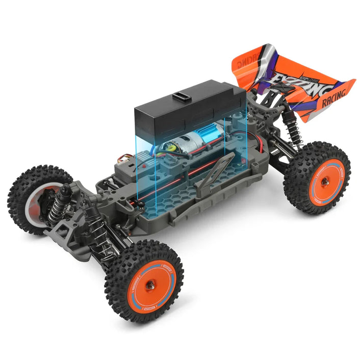 WLTOYS 124010 1:12 Scale Remote Control Car, 4WD 55KM/H High Speed RC Racing Car, 2.4Ghz OFF ROAD RC BUGGY ORANGE