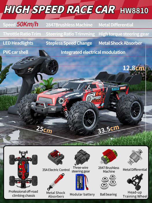 Wild Storm 1:14 Scale 4WD High-Speed Off-Road Monster Truck — All-Terrain Remote Control Car with Shock Absorbers