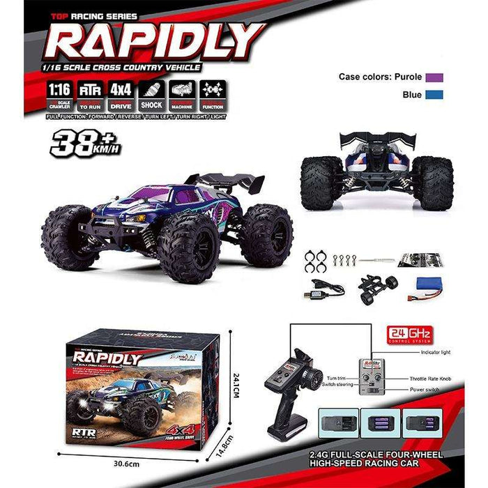 SCY-16101  Hyper Go 1/16 Scale 4X4 RC Monster Truck 4WD RTR Carbon Brush Motor Radio Control Car Remote Controller 38KM/H