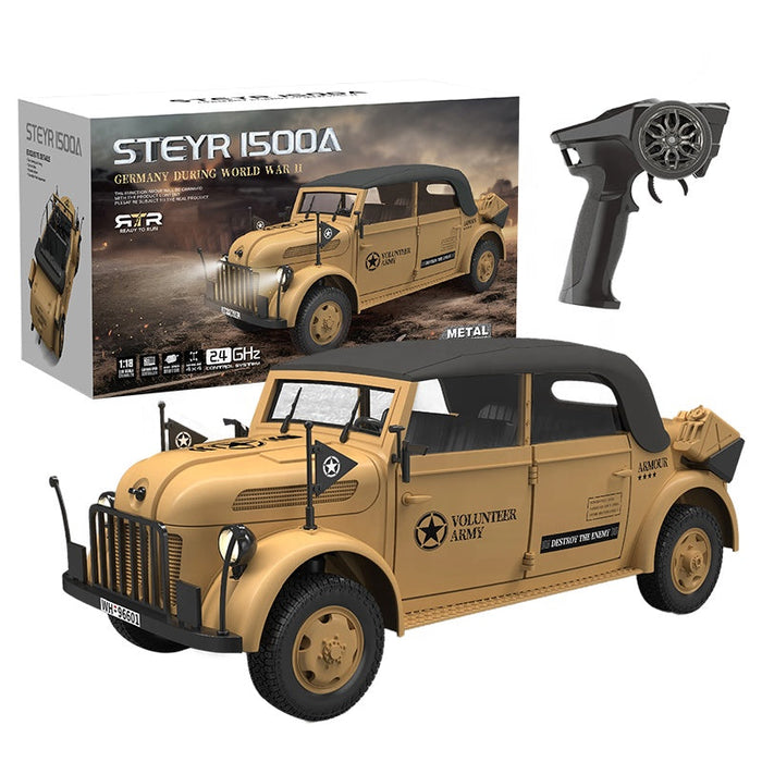 STEYR 1500A HG4-51 PRO RC MILITARY CAR 1:18 GERMAN MILITARY COMMAND VEHICLE 2.4G 4WD RTR DARK ARMY