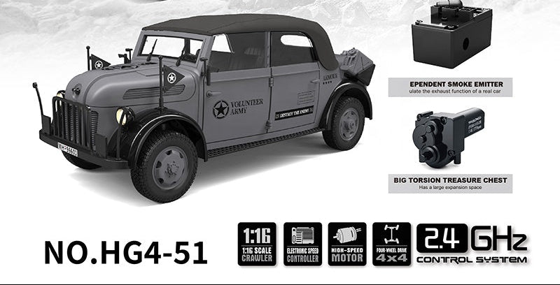 STEYR 1500A HG4-51 PRO RC MILITARY CAR 1:18 GERMAN MILITARY COMMAND VEHICLE 2.4G 4WD RTR DARK GRAY