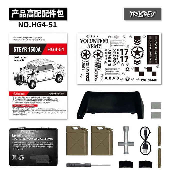 STEYR 1500A HG4-51 PRO RC MILITARY CAR 1:18 GERMAN MILITARY COMMAND VEHICLE 2.4G 4WD RTR DARK GRAY