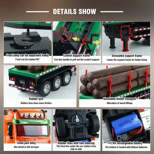 HUINA 1:18 1313 R/C CONTAINER TIMBER TRANSPORT WAGON 9 FUNCTIONS