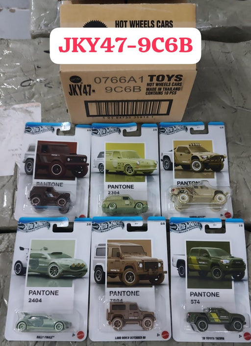 JKY47-9C6B HotWheels Pantone Silver Series Mainline Card art Complete Set of 10 Cars | 1:64 Scale Collectible Die-Cast Vehicle Set