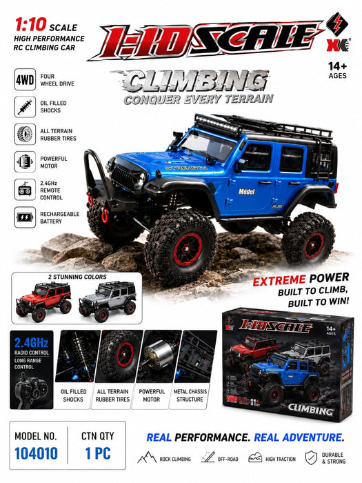 HOSCALE 1:10 High Performance RC Climbing Car 4WD – Off-Road Rock Crawler with 2.4GHz Remote Control