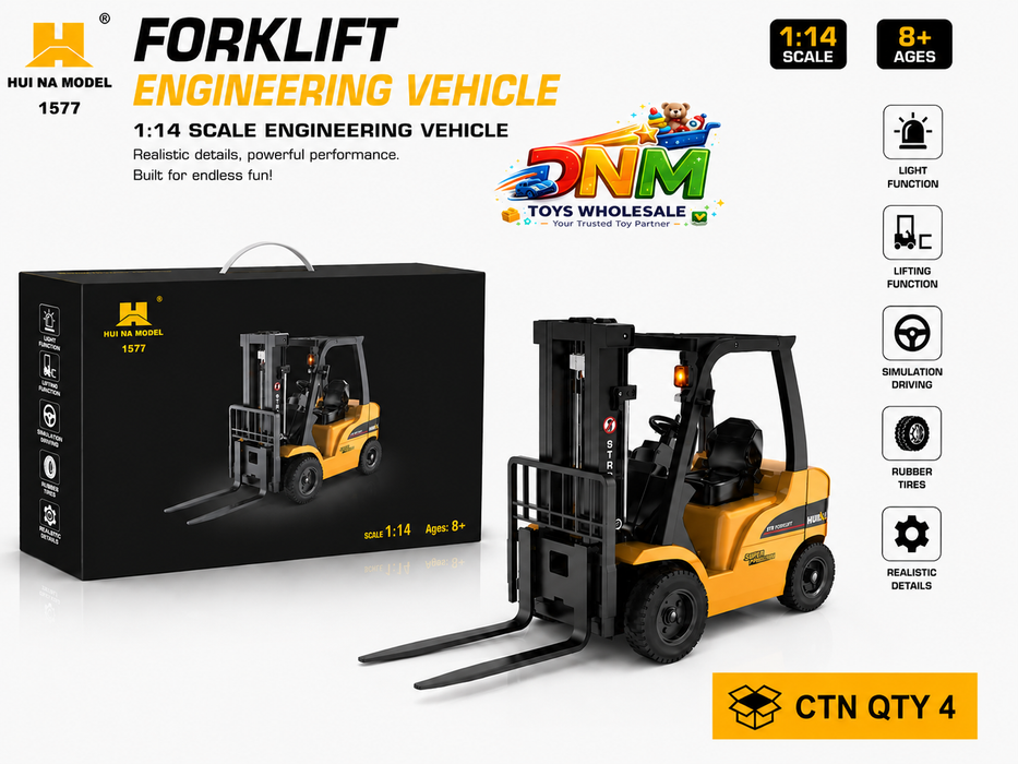 Huina 1577 1:14 Scale RC Forklift Engineering Vehicle – Heavy-Duty Remote Control Lift Truck