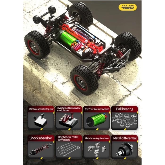 TOP RACING SERIES ADVENTURER 4WD 1/16 HIGH-SPEED RACING CAR. SCY16106-BLACK