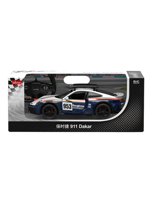 RASTAR PORSCHE 911 DAKAR 10131 RC CAR 1/14 SCALE (WHITE & BLUE)