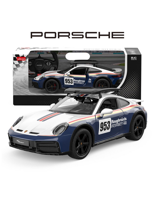RASTAR PORSCHE 911 DAKAR 10131 RC CAR 1/14 SCALE (WHITE & BLUE)