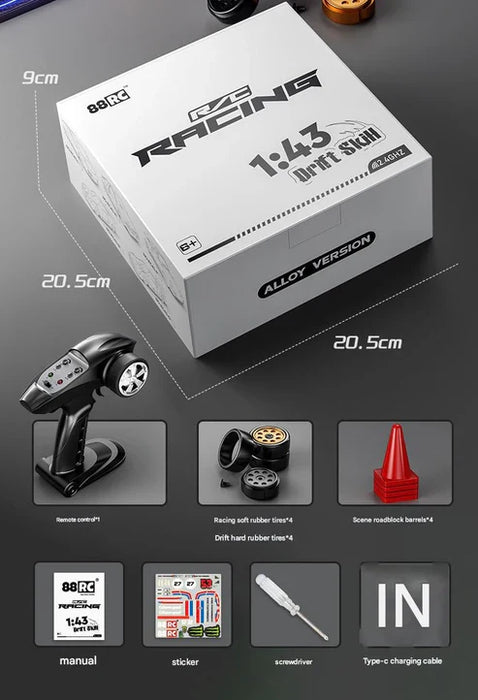 RC DRIFT RACING CAR 1:43 NO.GT43-G2 RED ALLOY VERSION