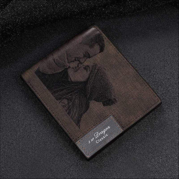 Custom Picture Engraved Inscription Leather Wallet Gift
