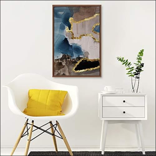 Golden Abstract Framed Canvas Painting