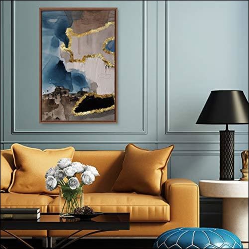 Golden Abstract Framed Canvas Painting