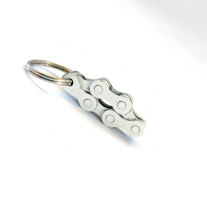 Bike Key Chain “6”, made of Bike Chain, white